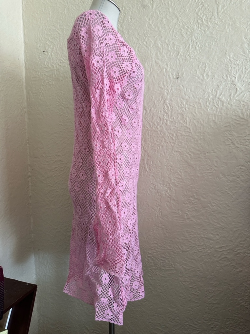 Mango Floral Crochet Dress Pastel Pink NWT 10 - Picture 7 of 10